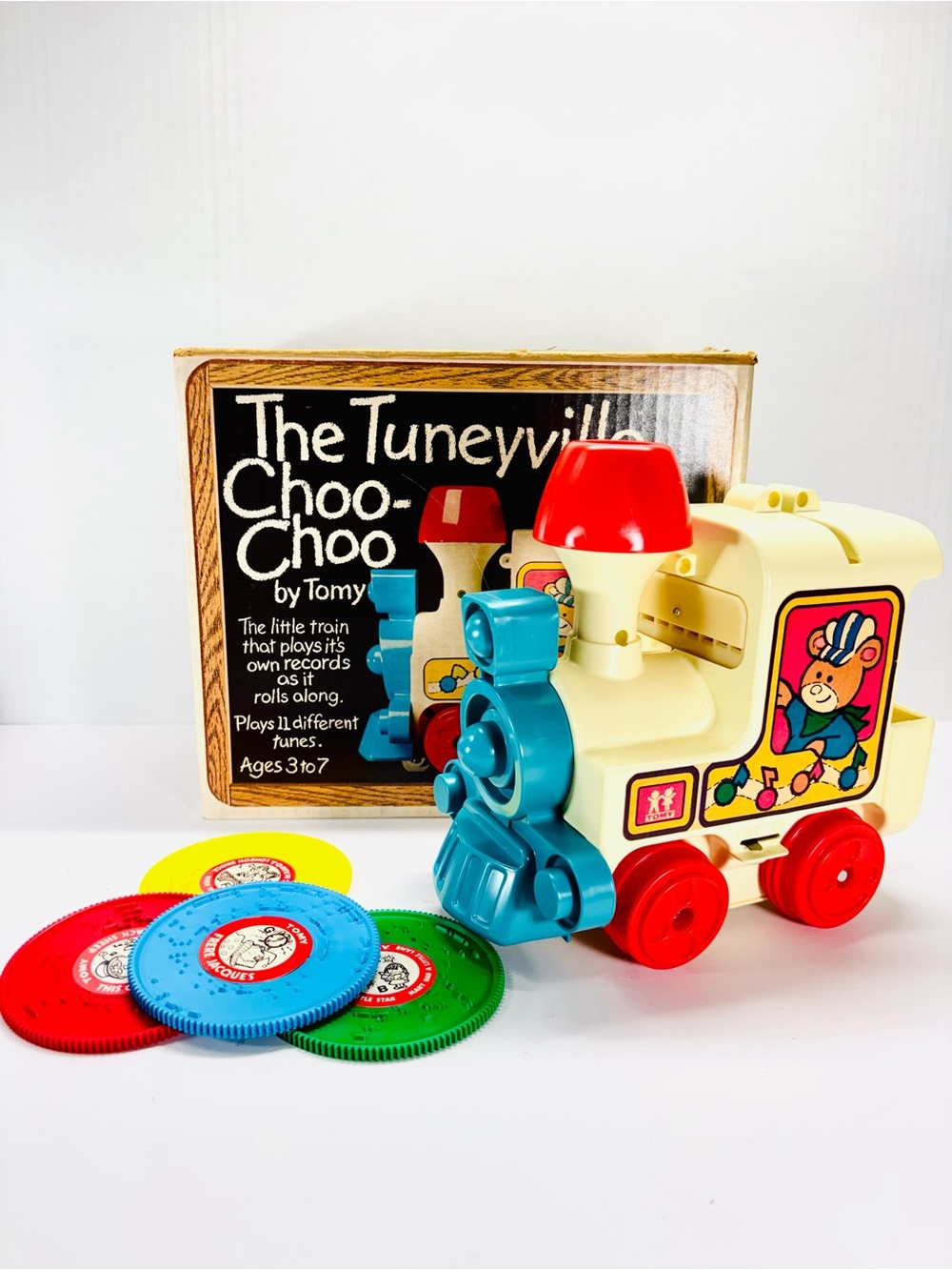 Tomy The Tuneyville Toy Choo - Choo Train With Records Rare In Box 1975 Vintage